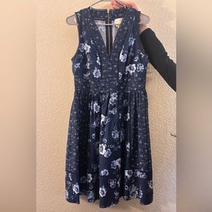 Navy blue floral Kate Spade midi dress